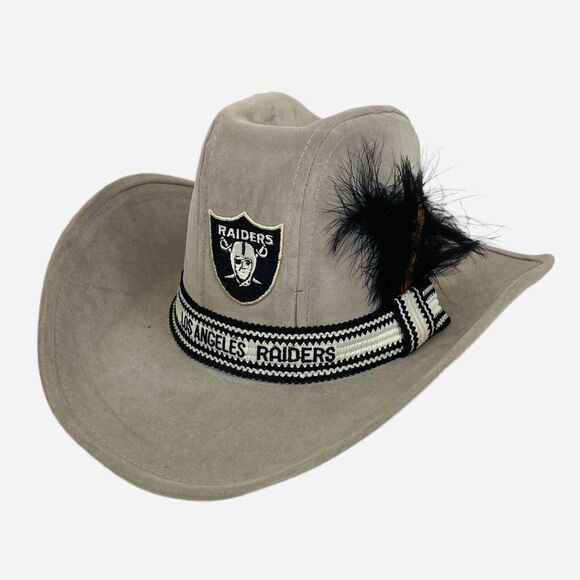 RARE Vintage 80s LOS ANGELES Raiders AJD Suede S Cowboy Western Embroidered Hat